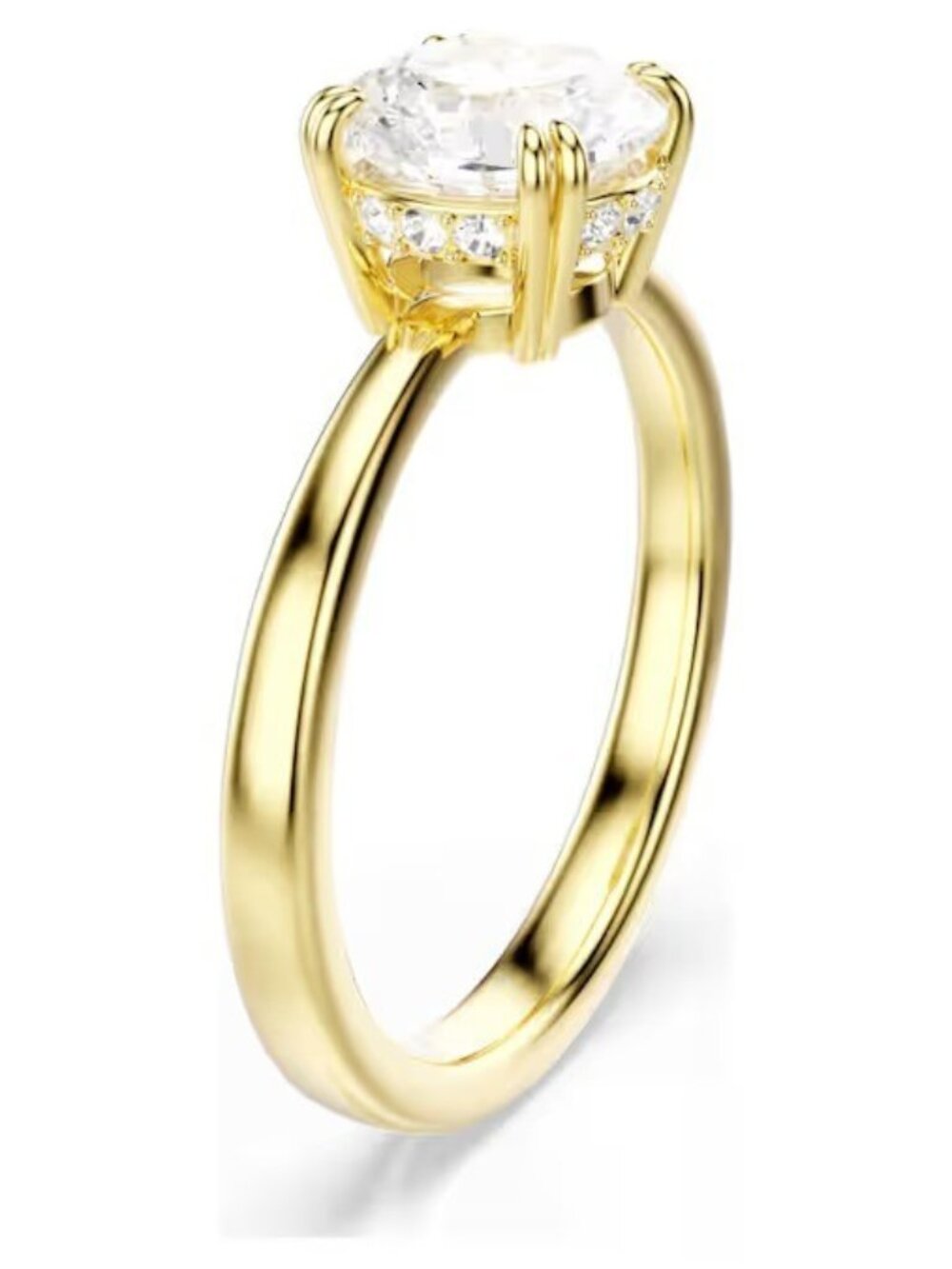 Swarovski Stilla Gold-Tone Princess-Cut White Zirconia Cocktail Ring 5723333